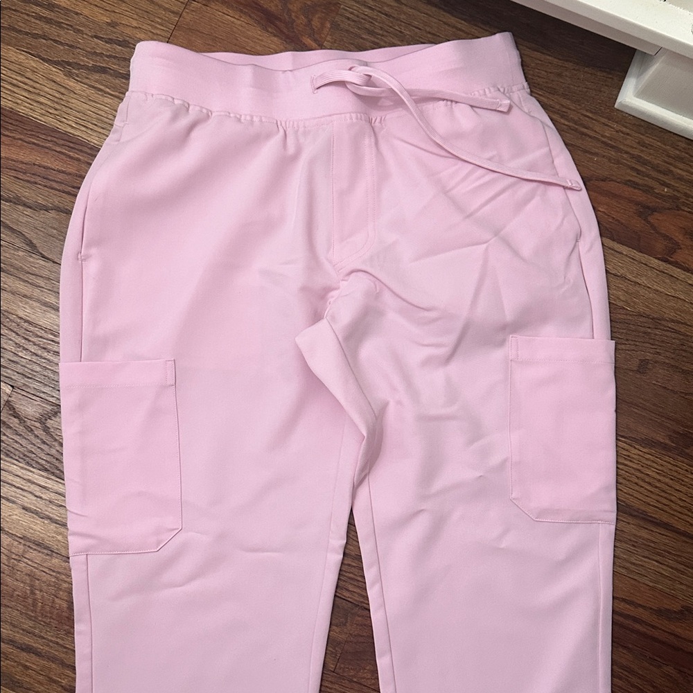 Light Pink Women's Cargo Joggers with Drawstring Waist